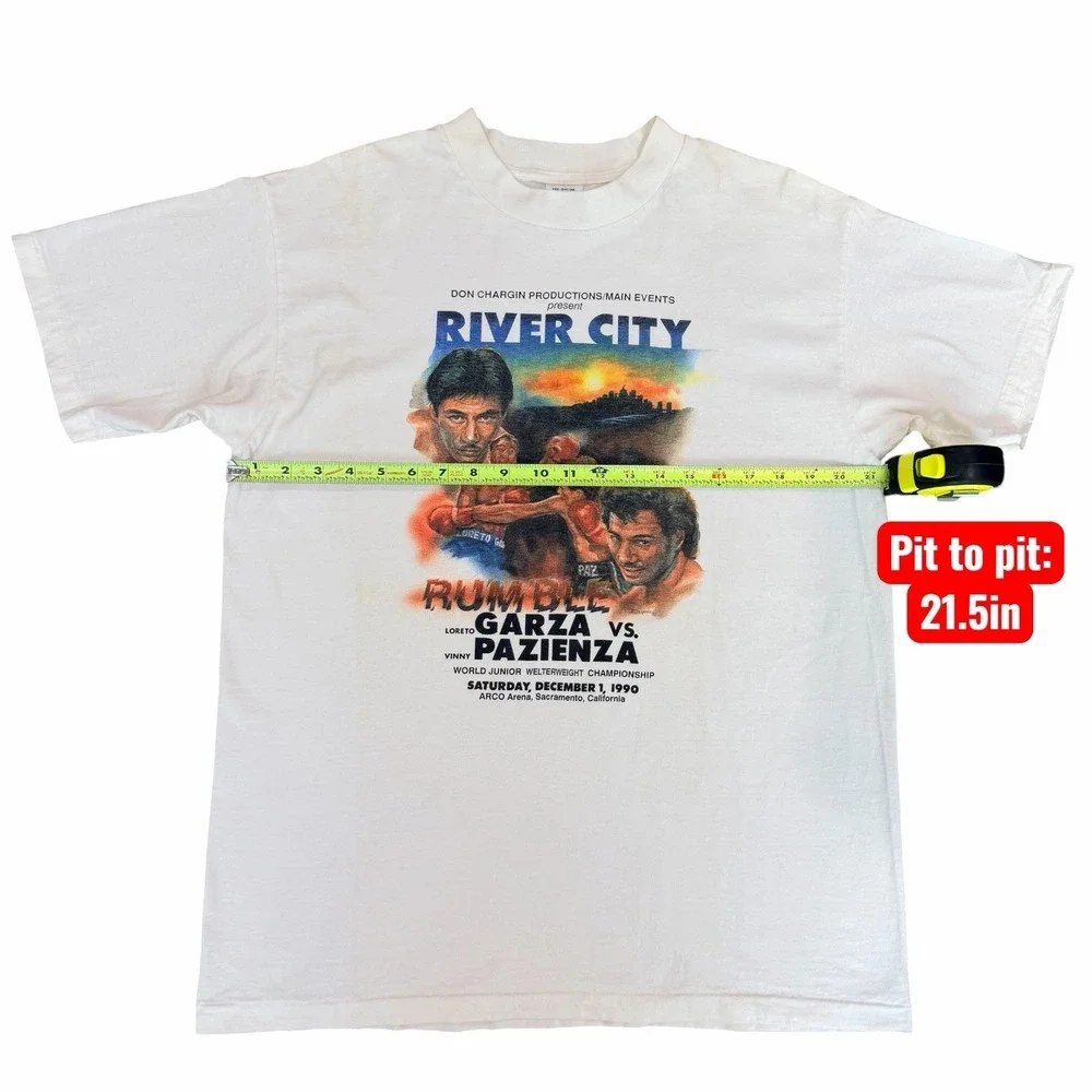 1990 Vintage River City Rumble Boxing T-Shirt Garza vs Pazienza Sacramento XL